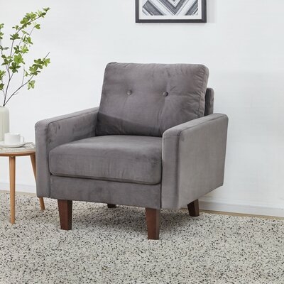 Brookstead 31.5'' Velvet Small Space Morden Chair With Wood Legs And Tool-Free Assembly - Image 0