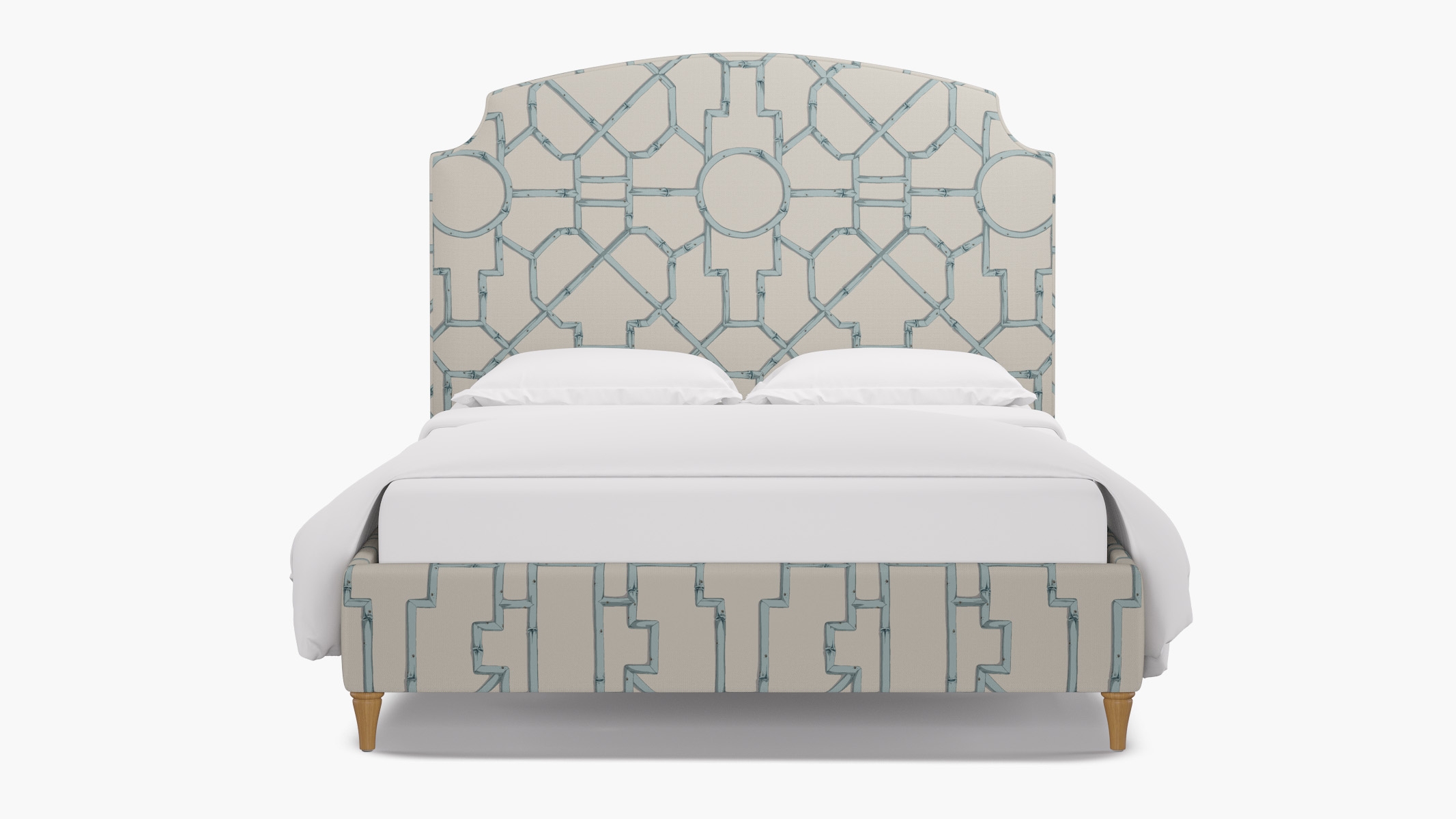 Cove Bed, Blue Baldwin Bamboo, Natural Decorative Tapered Leg, Twin - Image 0