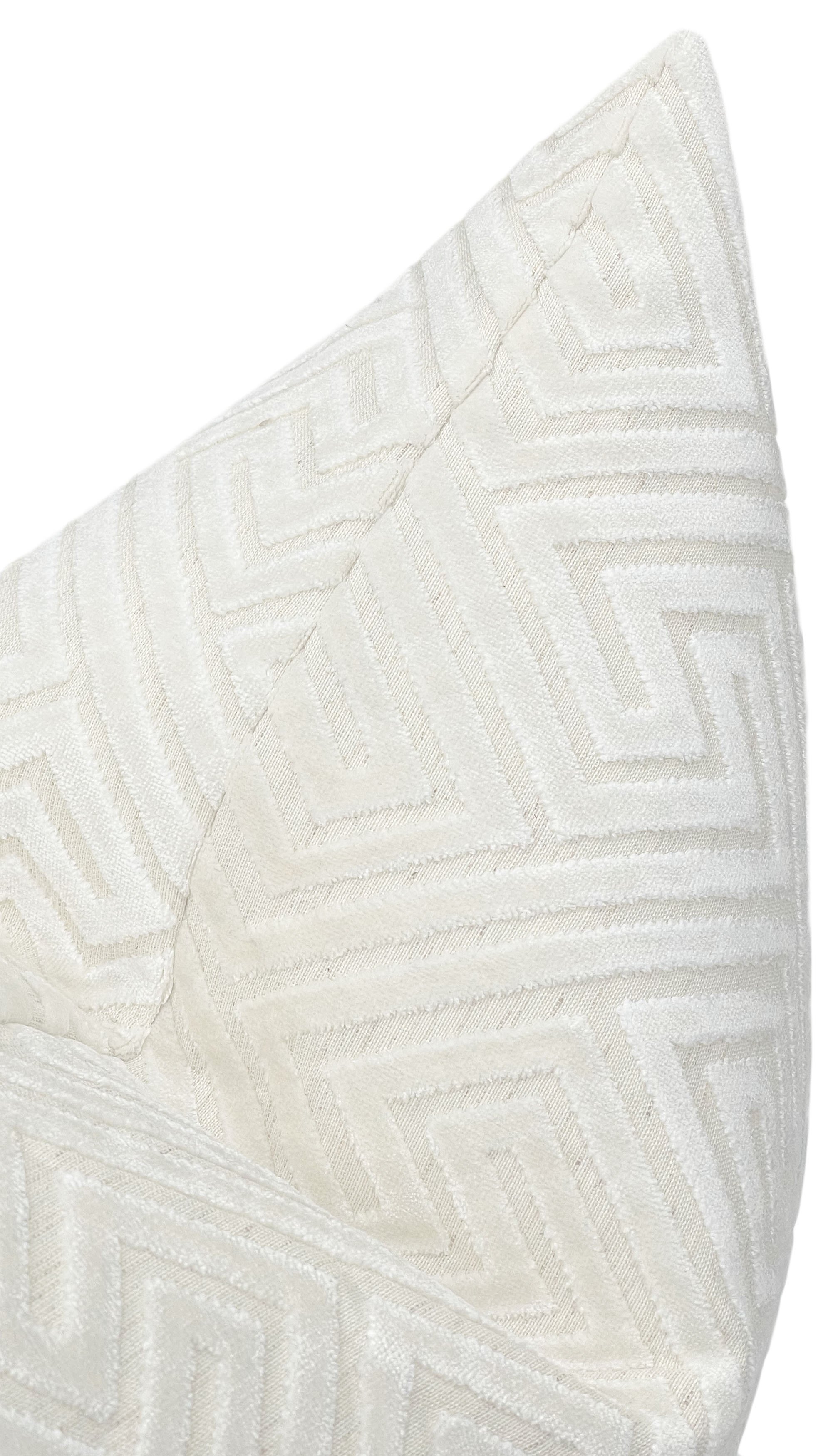 Roman Cut Velvet Throw Pillow, Alabaster, 20x20'' - Image 2