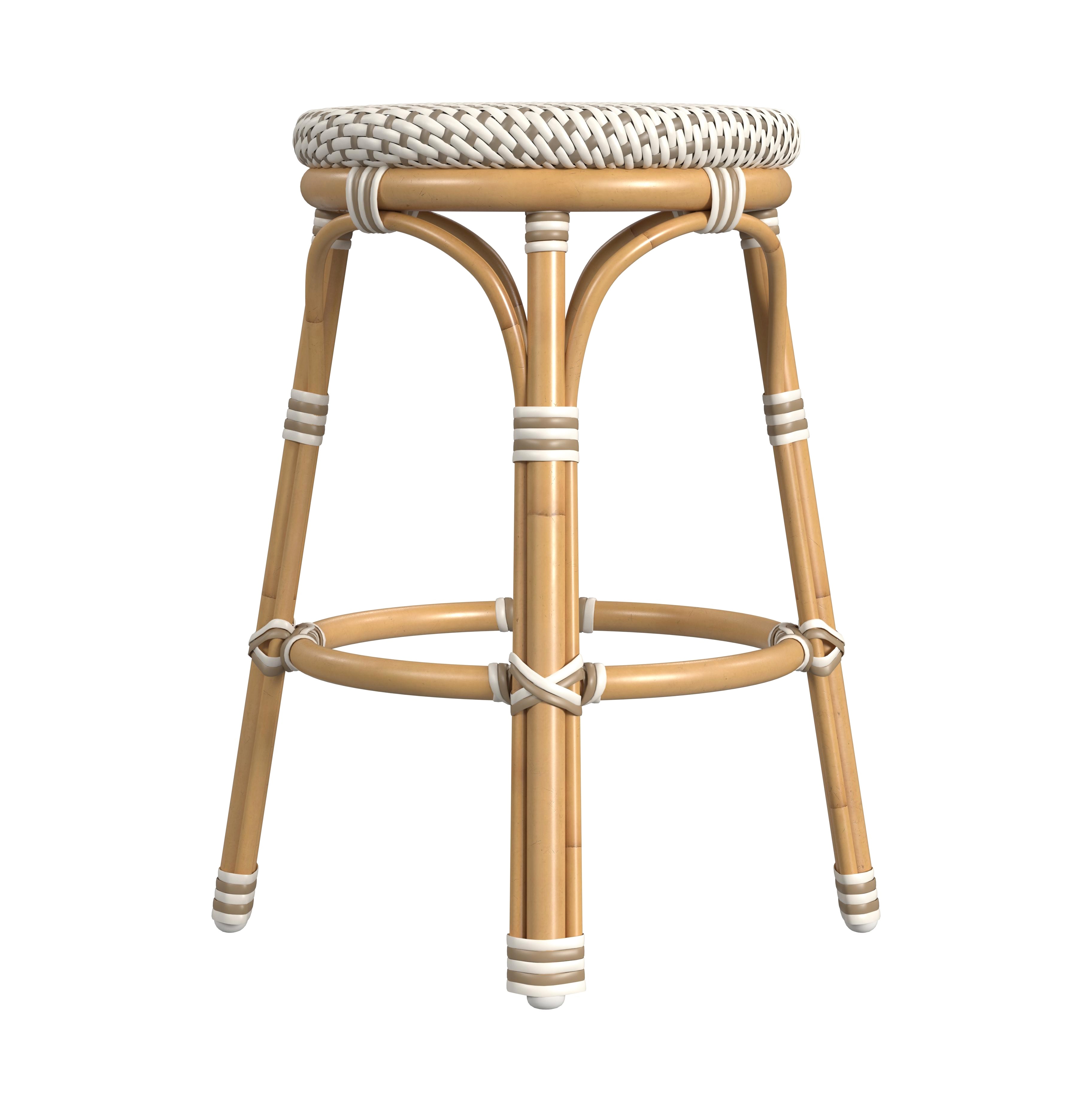 Tobias Beige and White Outdoor Counter stool - Image 2