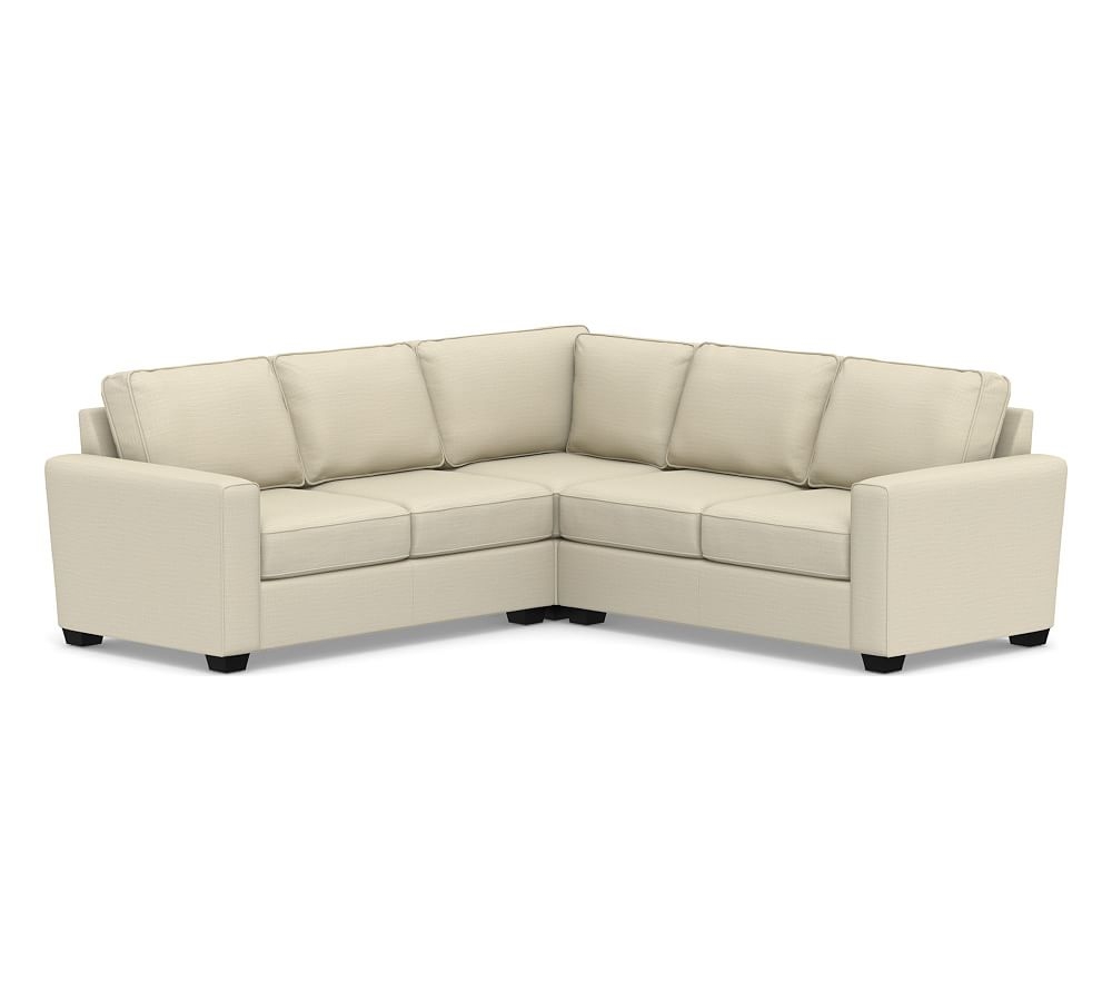 SoMa Fremont Square Arm Upholstered 3-Piece L-Shaped Corner Sectional, Polyester Wrapped Cushions, Premium Performance Basketweave Oatmeal - Image 0