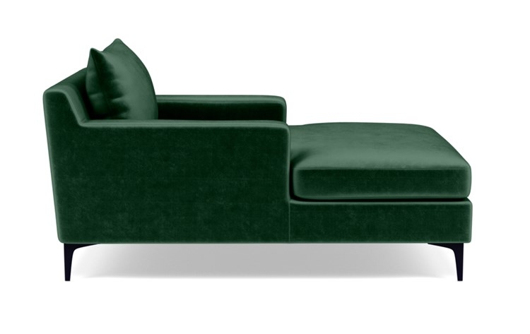 Sloan Chaise Chaise Lounge with Green Malachite Fabric, double down blend cushions, and Matte White legs - Image 2