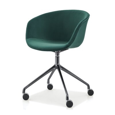 Rollie Office Chair in , Easy Clean Velvet in , Black in , Green - Image 0