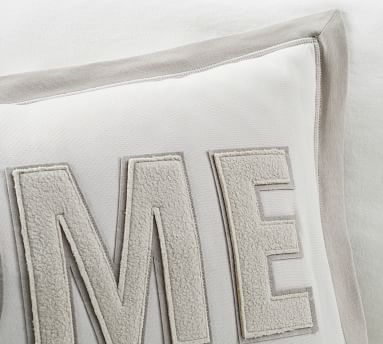 Home Applique Pillow Cover, 16 x 26", Stone - Image 1