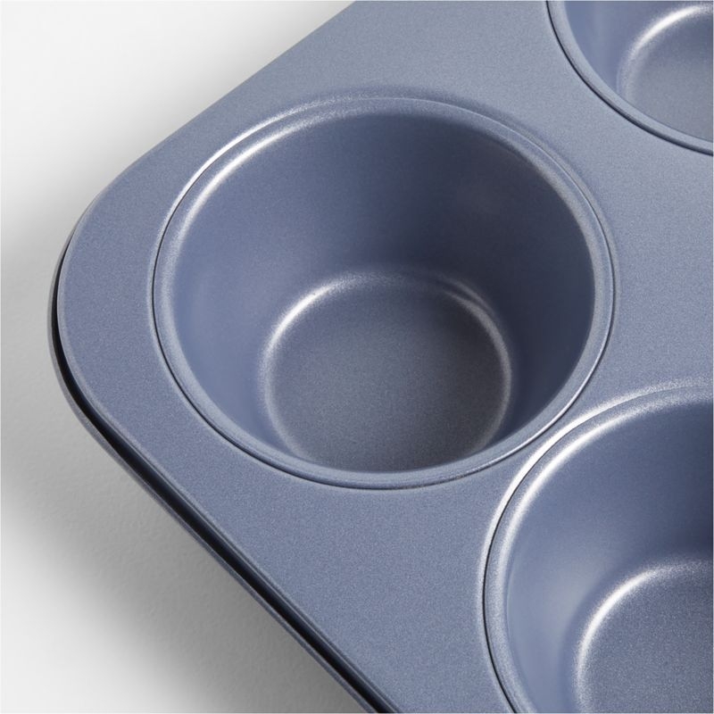 Crate & Barrel Slate Blue 6-Cup Jumbo Muffin Pan - Image 1