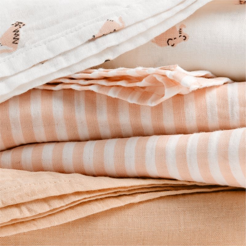 Baby's First Pink Mini Animal Organic Cotton Gauze Baby Swaddle Blankets, Set of 3 - Image 1