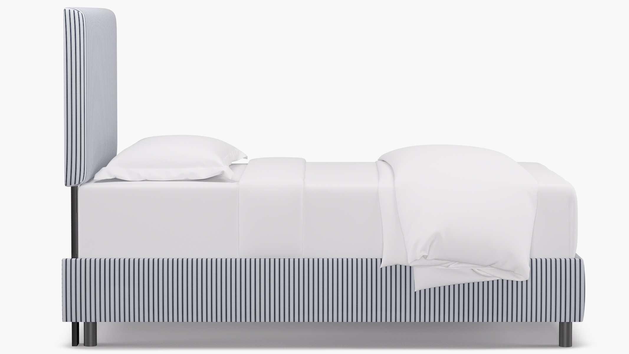 Square Back Bed, Navy Classic Ticking Stripe, Twin - Image 2