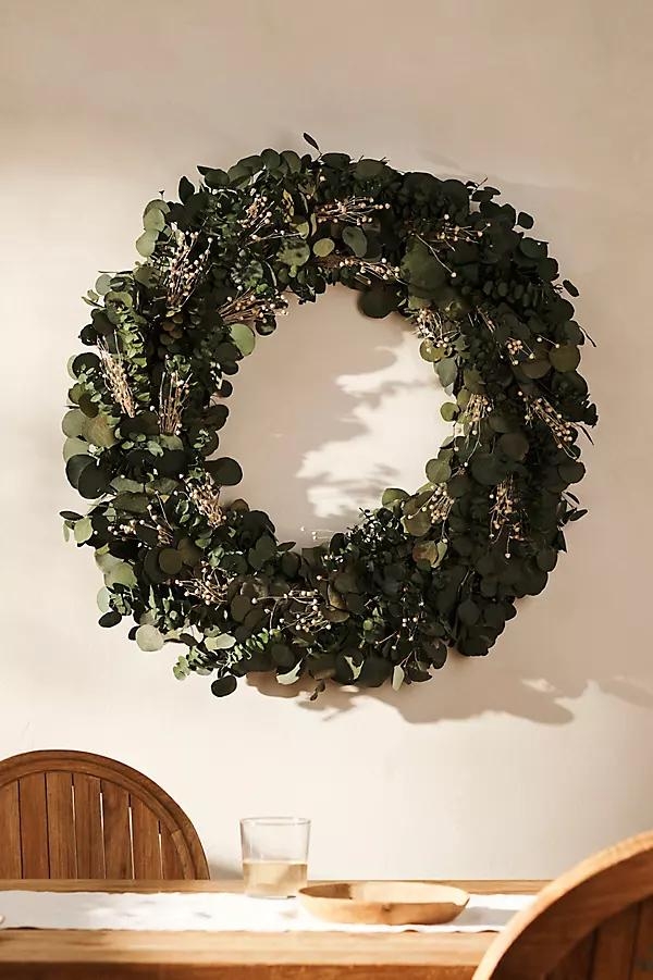 Preserved Eucalyptus + Flax Pod Wreath - Image 0