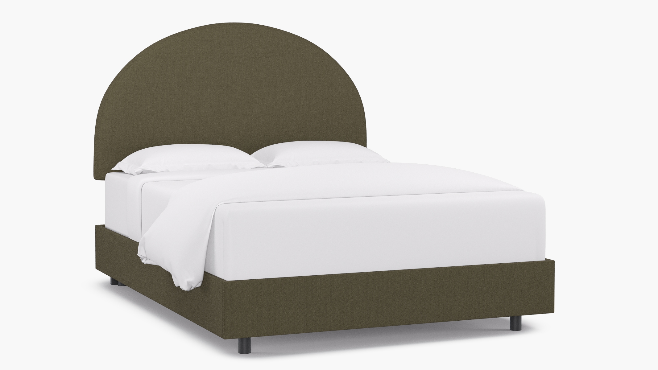 Arched Back Bed, Olive Everyday Linen, Queen - Image 1
