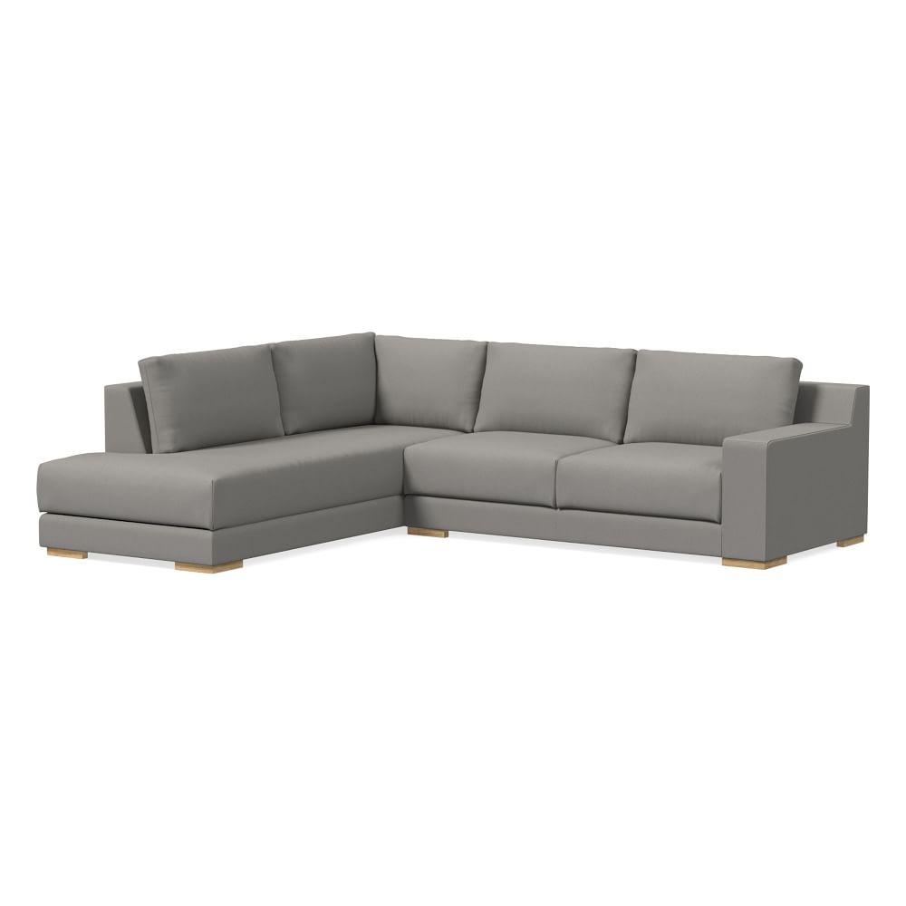 Dalton 119" Left 2-Piece Bumper Chaise Sectional, Performance Washed Canvas, Storm Gray, Almond - Image 0