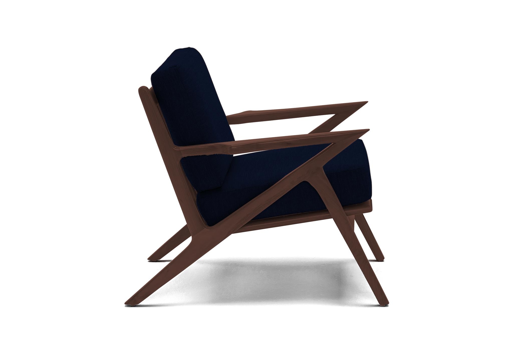 Blue Soto Mid Century Modern Apartment Chair - Royale Cobalt - Walnut - Image 2