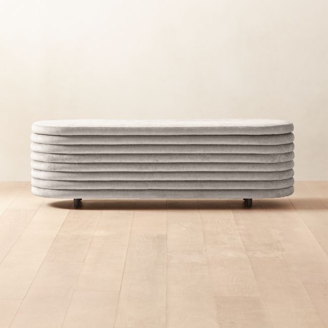 Rialto 60" Warm Grey Storage Bench - Image 0