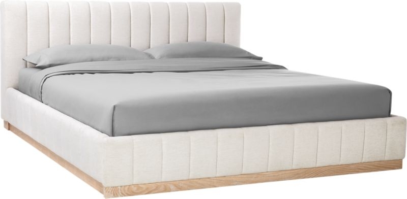 Forte Channeled White Performance Fabric Queen Bed - Image 5