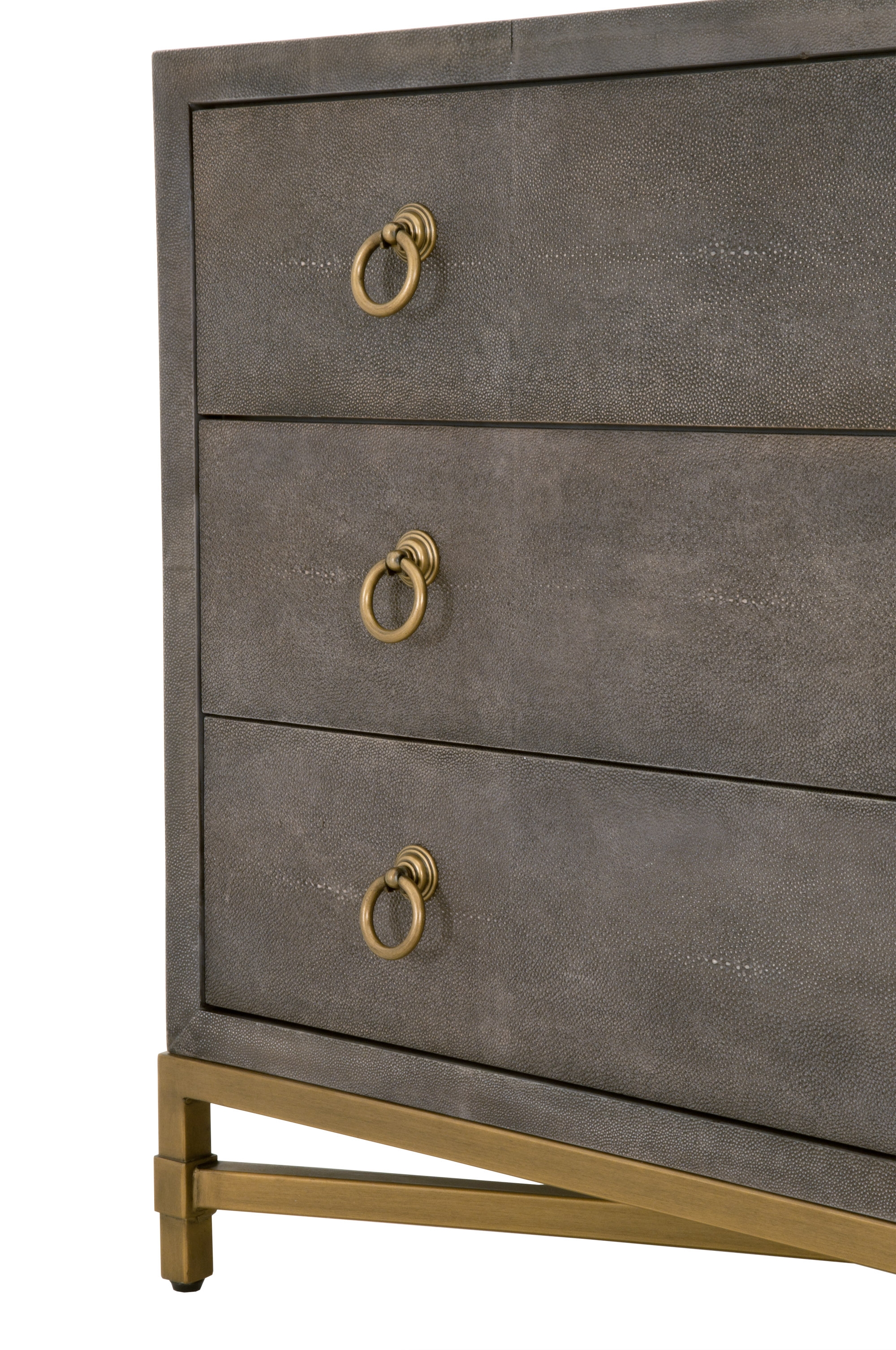 Colette Shagreen 3-Drawer Nightstand, Gray & Gold - Image 5