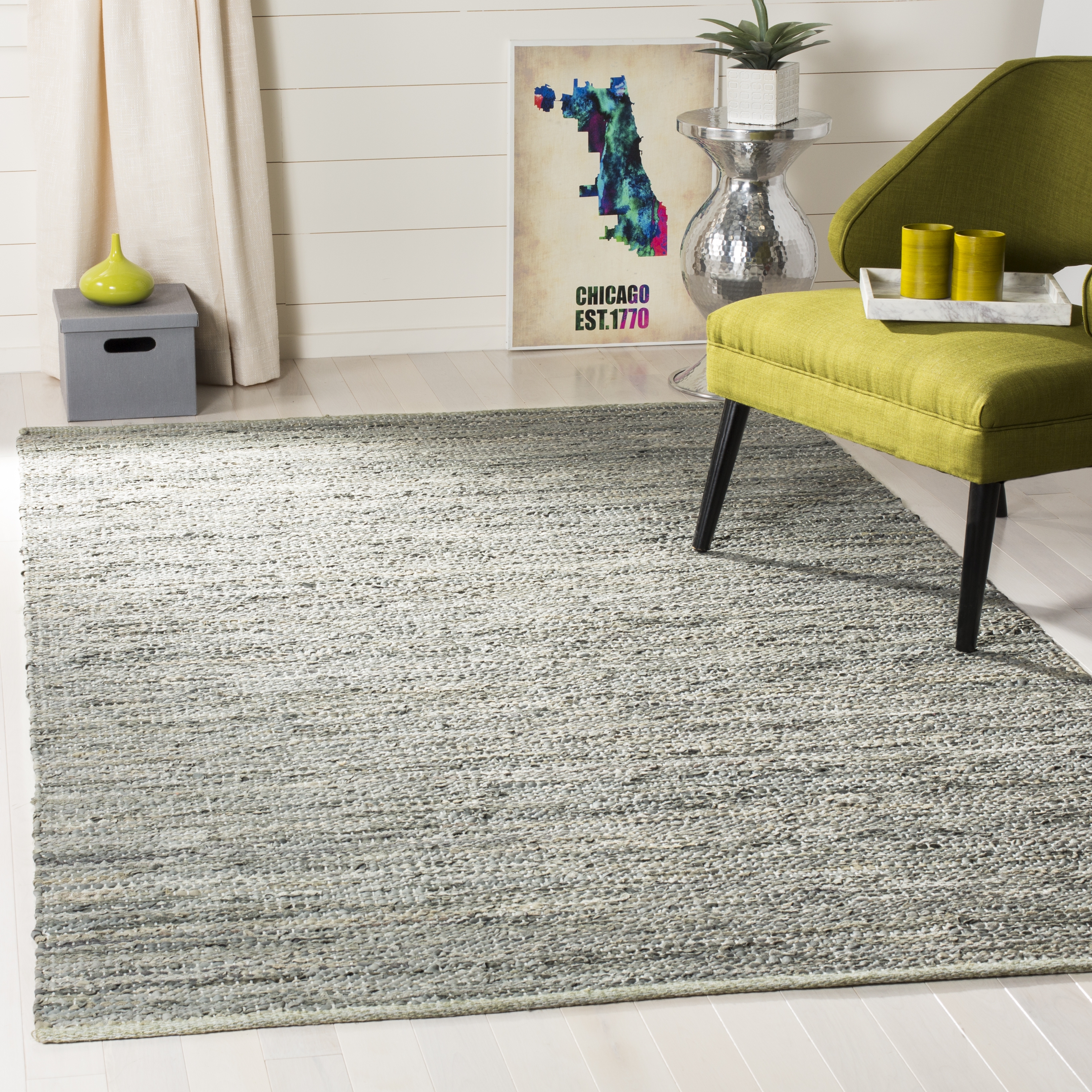 Arlo Home Hand Woven Area Rug, VTL105A, Grey,  8' X 10' - Image 1