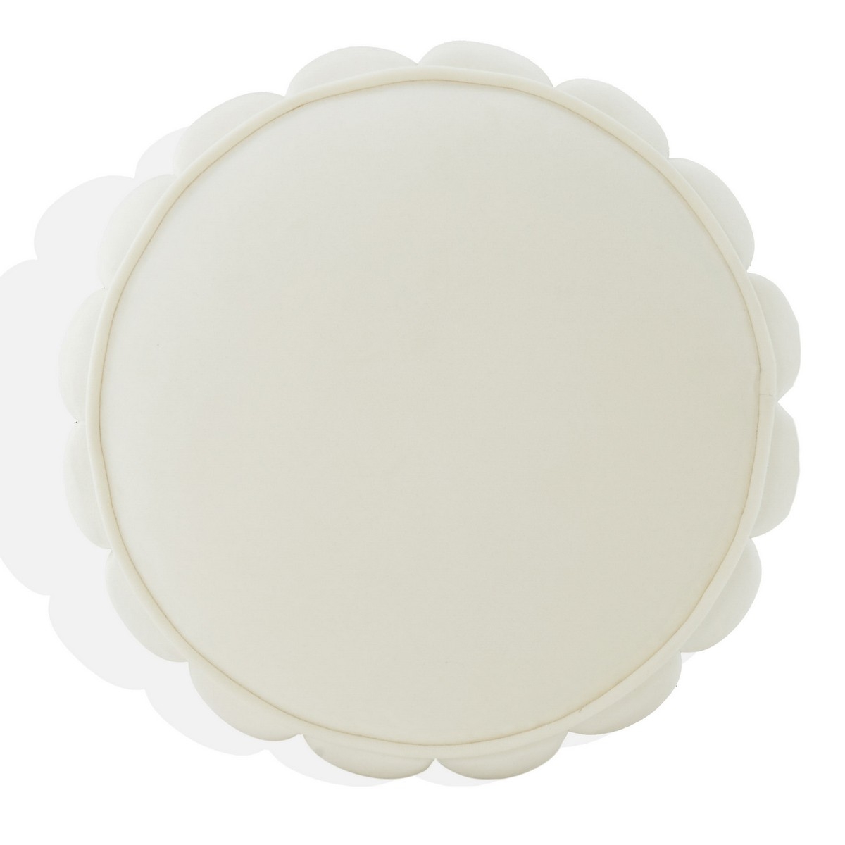 Sherrie Roundd Tufted Ottoman - Ivory / Walnut - Image 4