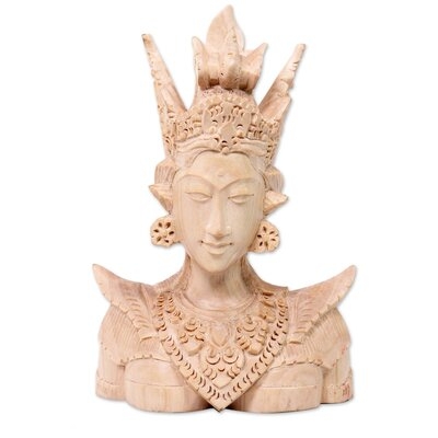 Niam Elaborately Carved Wood Sita Sculpture - Image 0