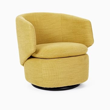Crescent Swivel Chair, Poly , Basket Slub, Ocean, Concealed Supports - Image 3