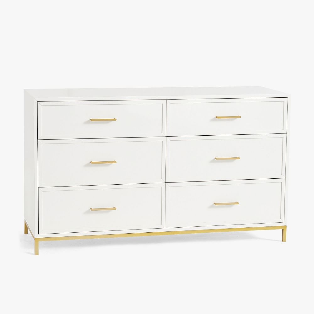Blaire 6-Drawer Wide Dresser, Lacquered Simply White - Image 0