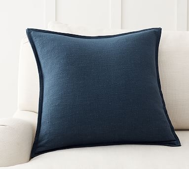 Organic Cotton Casual Reversible Pillow Cover, 20 x 20", Navy - Image 1