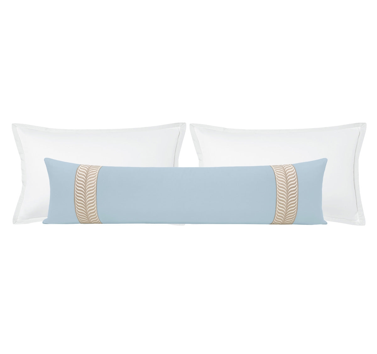 THE XL LUMBAR :: CLASSIC LINEN // POWDER BLUE + TRELLIS TRIM // NATURAL - Sample 4" X 4" - Image 0