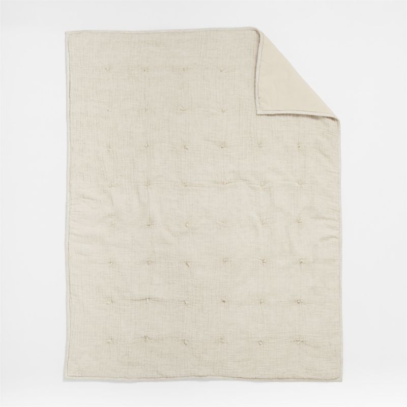 Aire Crinkle Stone Tan Organic Cotton Baby Crib Quilt - Image 2
