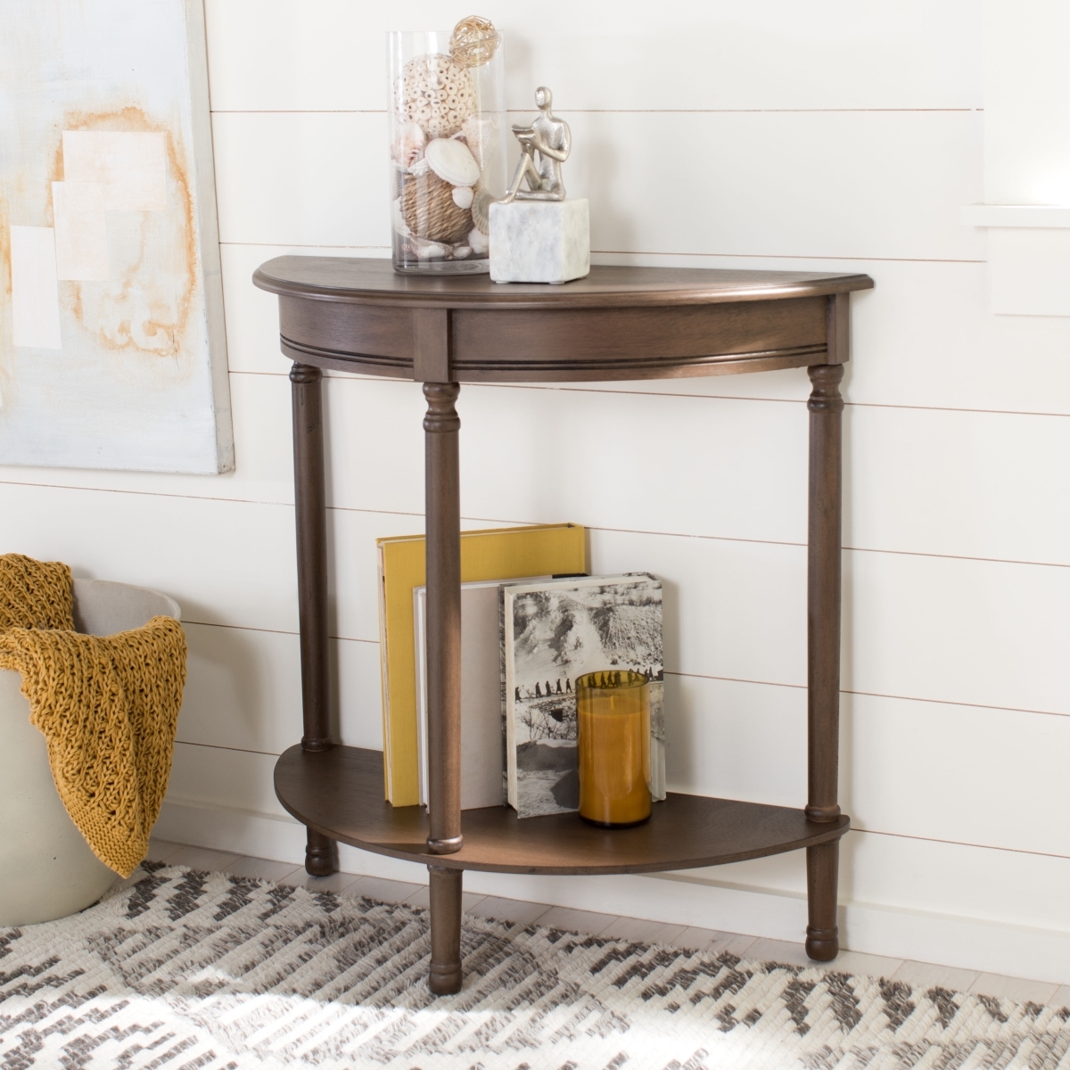 Tinsley Half Round Console Table - Brown - Safavieh - Image 1