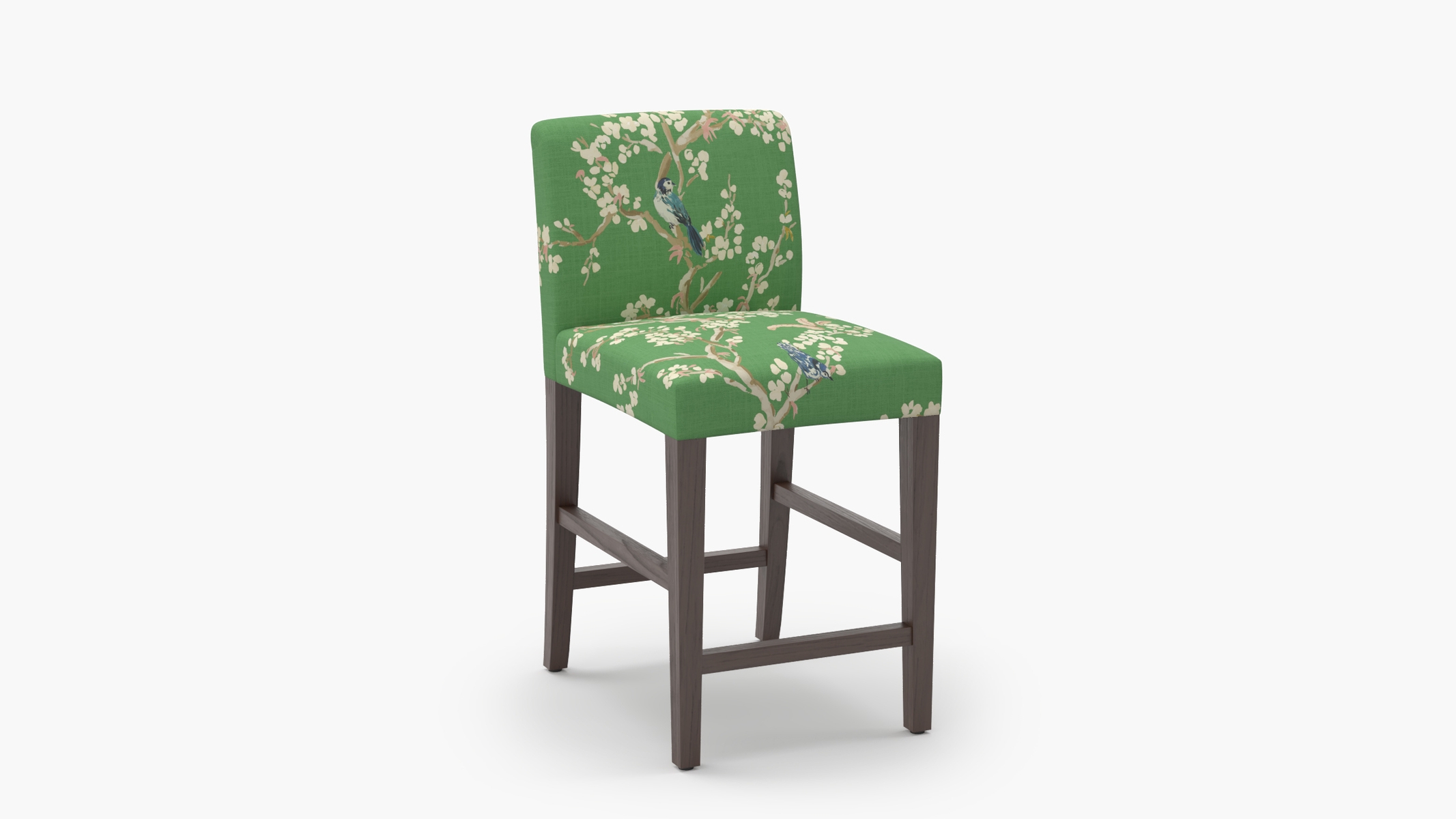 Signature Dining Counter Stool, Jade Cherry Blossom, Espresso Square Tapered Leg - Image 1