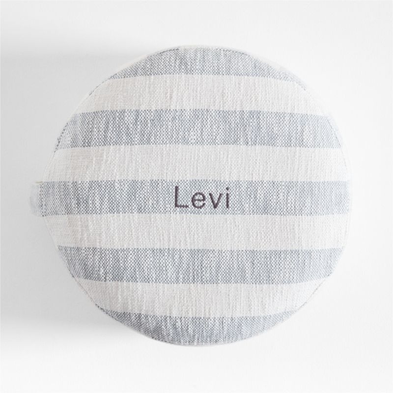 Cove Mist Blue Striped Organic Cotton Kids Floor Cushion - Image 3