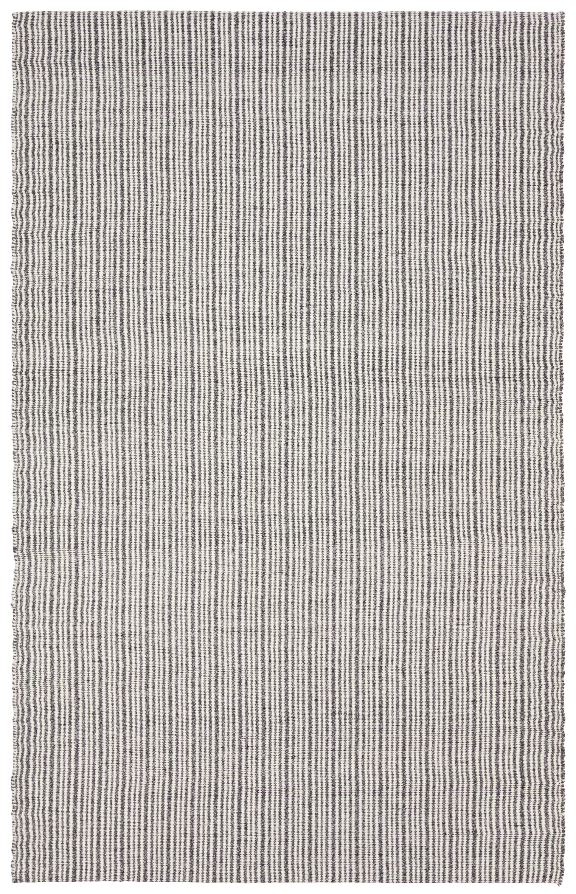 Jeston NAK02 Handmade Stripes Black and White Area Rug (7'9"x9'9") - Image 0