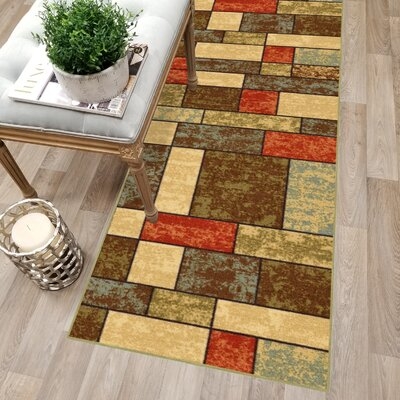 Russellville Deometric Hooked Red/Brown Area Rug - Image 0
