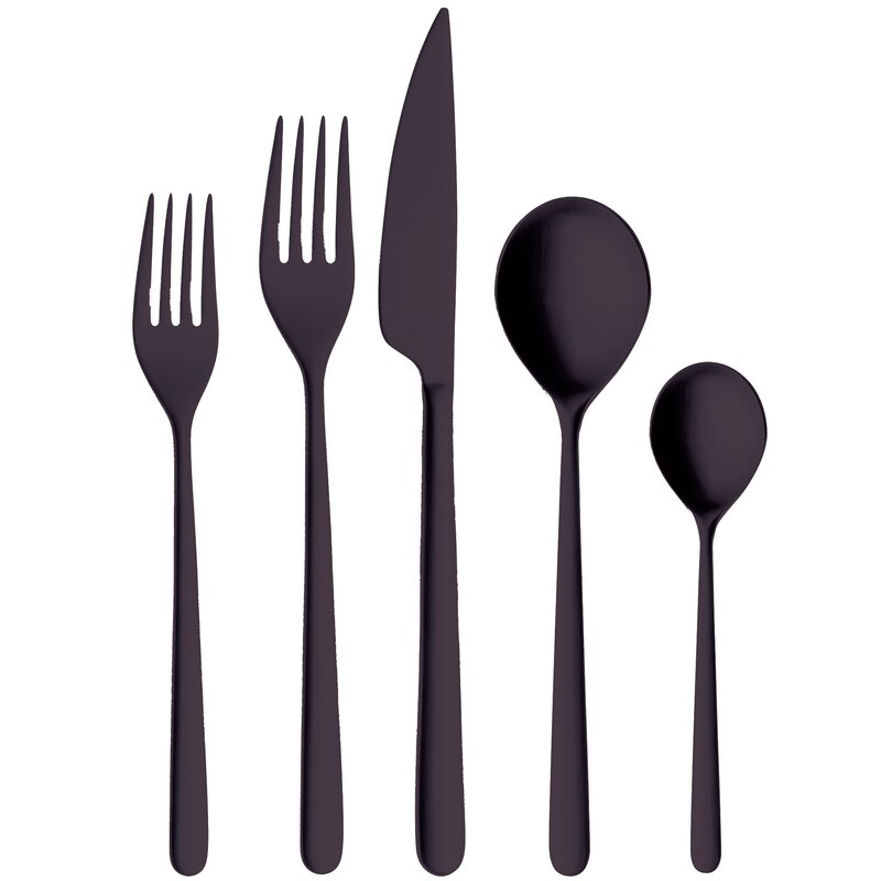 MEPRA Linea Cutlery Set 5 Pcs Linea Ice Oro Nero Black - Image 0