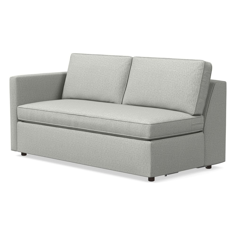 Harris Petite Left Arm 65" Sofa Bench, Poly, Deco Weave, Pearl Gray, Concealed Supports - Image 0