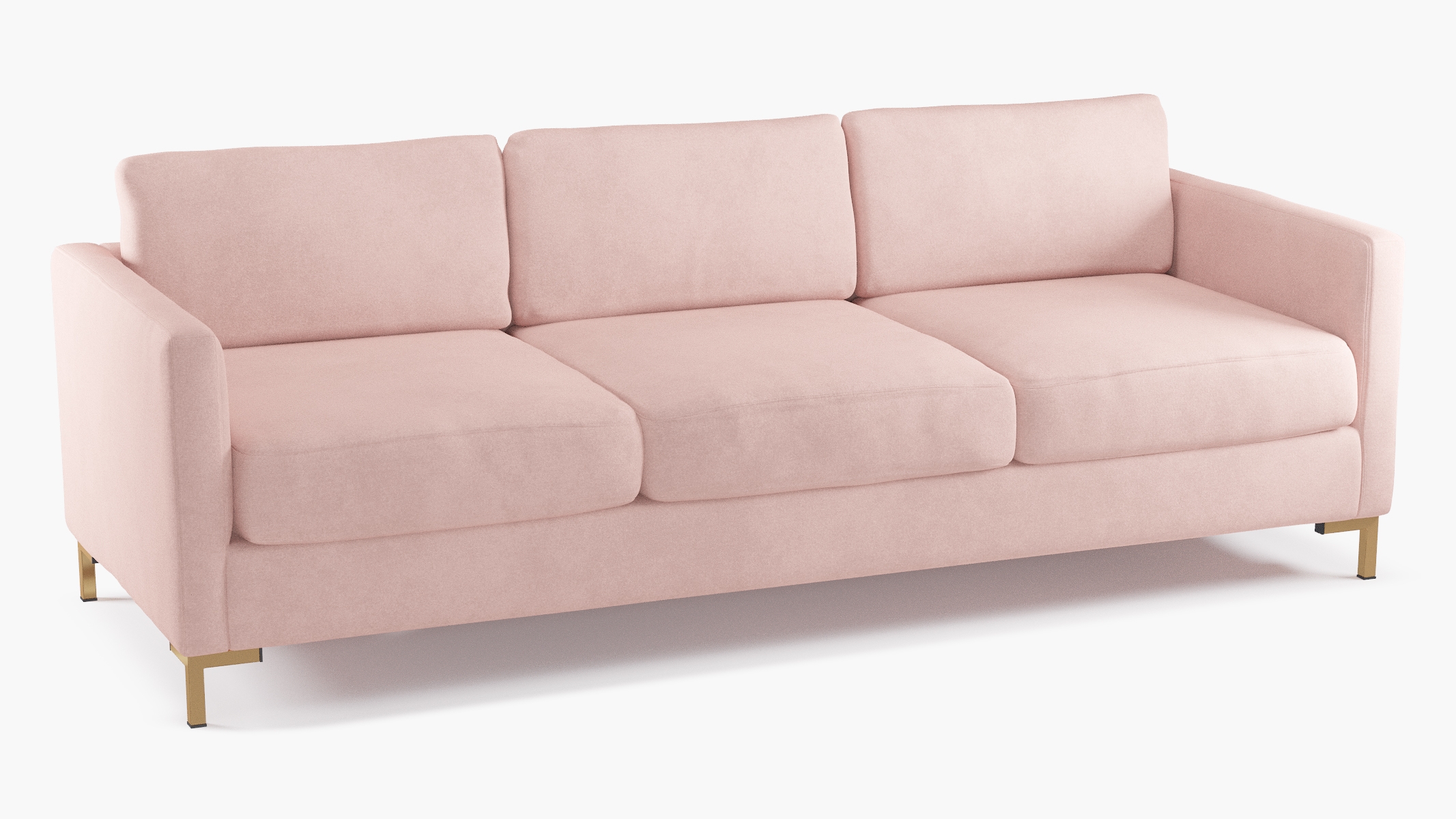 Modern Sofa, Blush Classic Velvet, Brass - Image 1