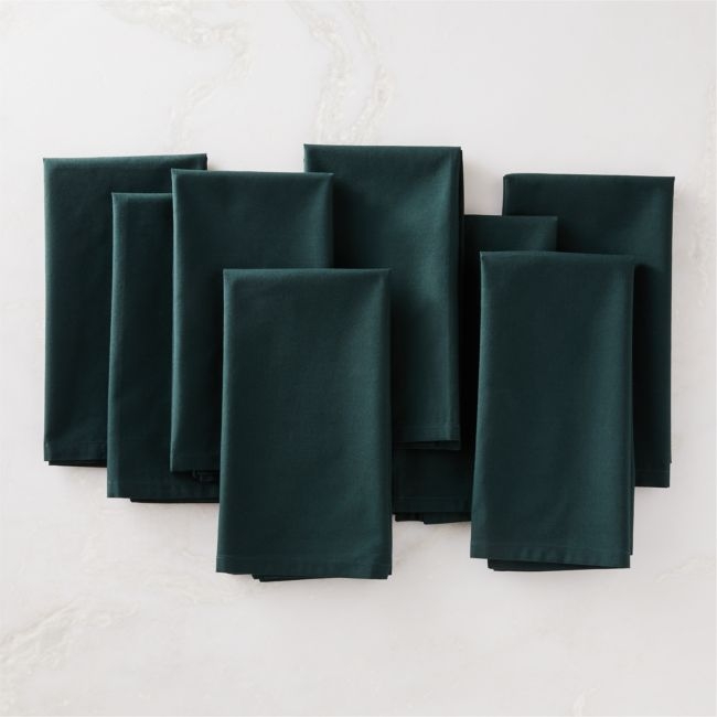 Poplin Dark Green Cloth Napkins Set of 8 - Image 0
