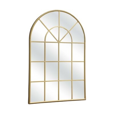 47.25"H Arched Windowpane Metal Wall Mirror - Gold - Image 0