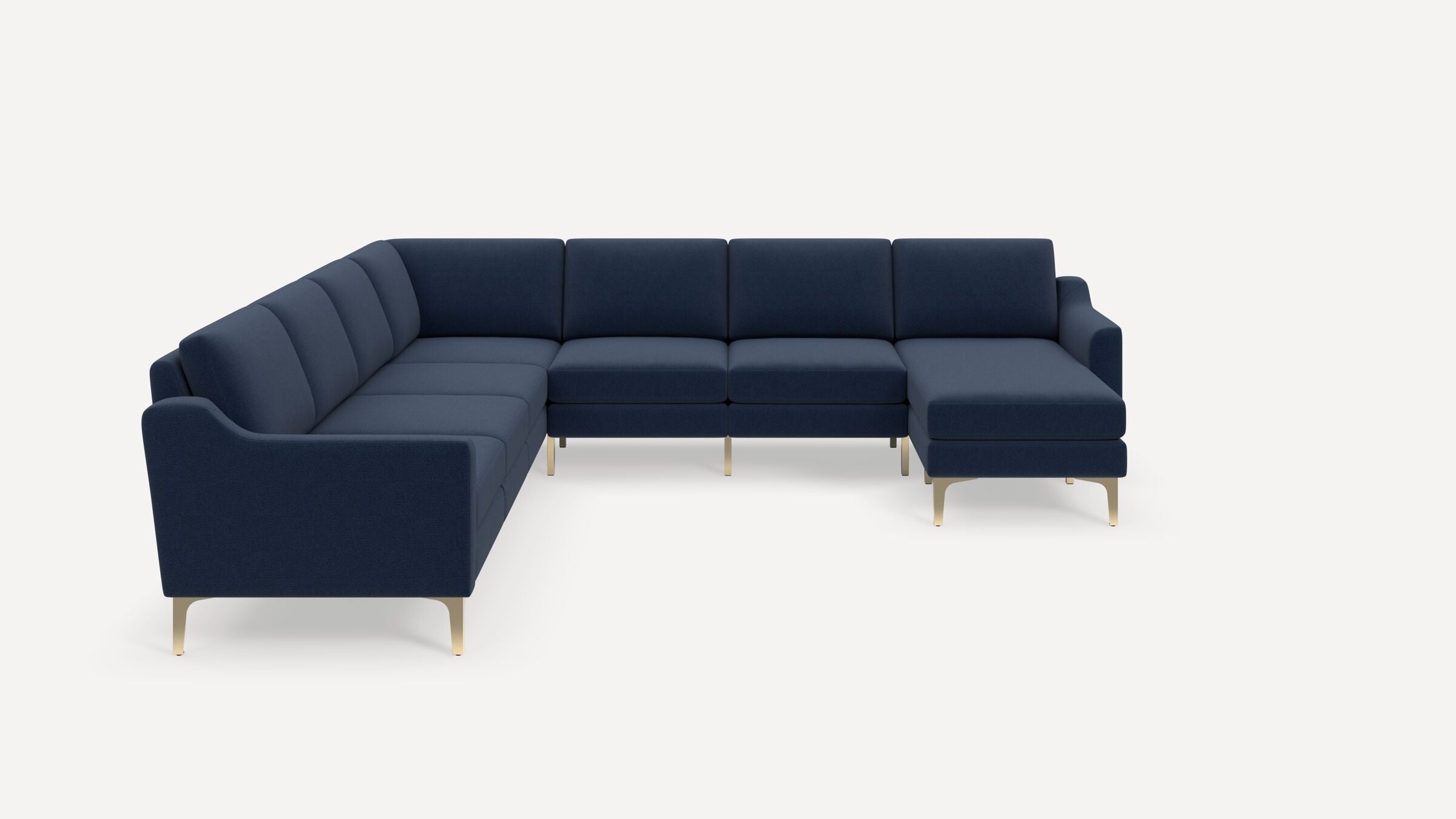 Nomad 7-Seat Corner Sectional with Chaise - Navy Blue - Performance Flatweave / Brass - Metal / Slope - Image 0