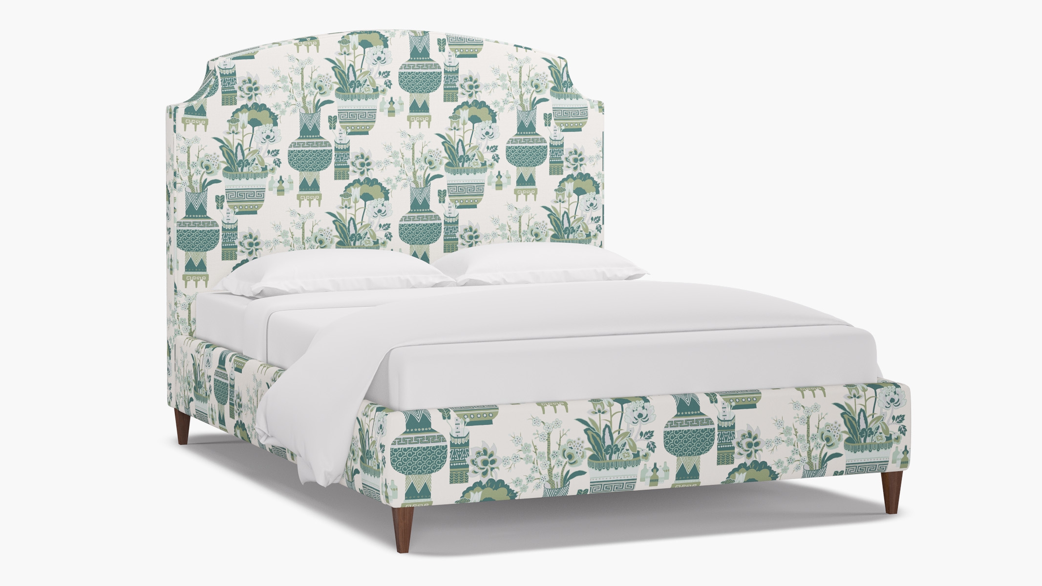 Cove Bed, Pistachio Kan-Shie, Walnut Square Tapered Leg, Twin - Image 1