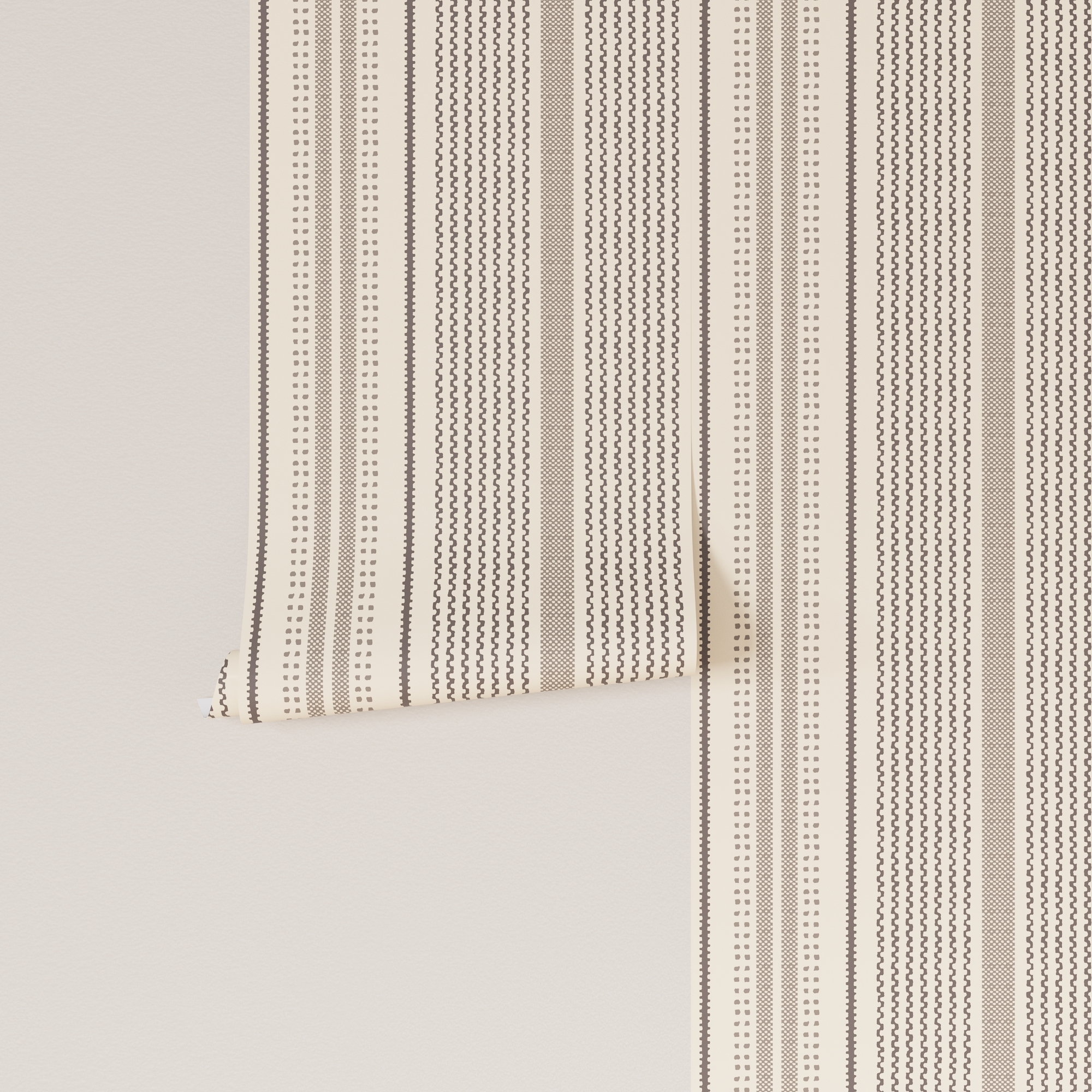 Traditional Wallpaper, Charcoal Newbury Stripe - Image 1