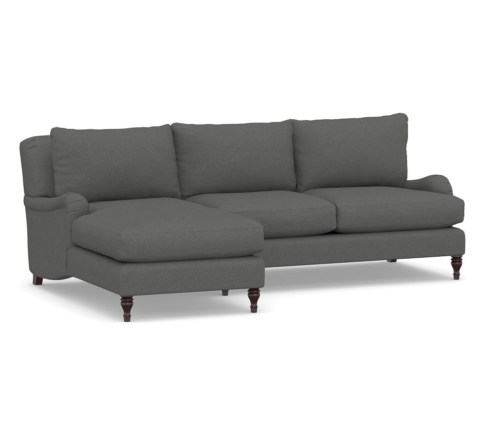 Carlisle Upholstered Right Arm Sofa with Chaise Sectional, Down Blend Wrapped Cushions, Park Weave Charcoal - Image 0