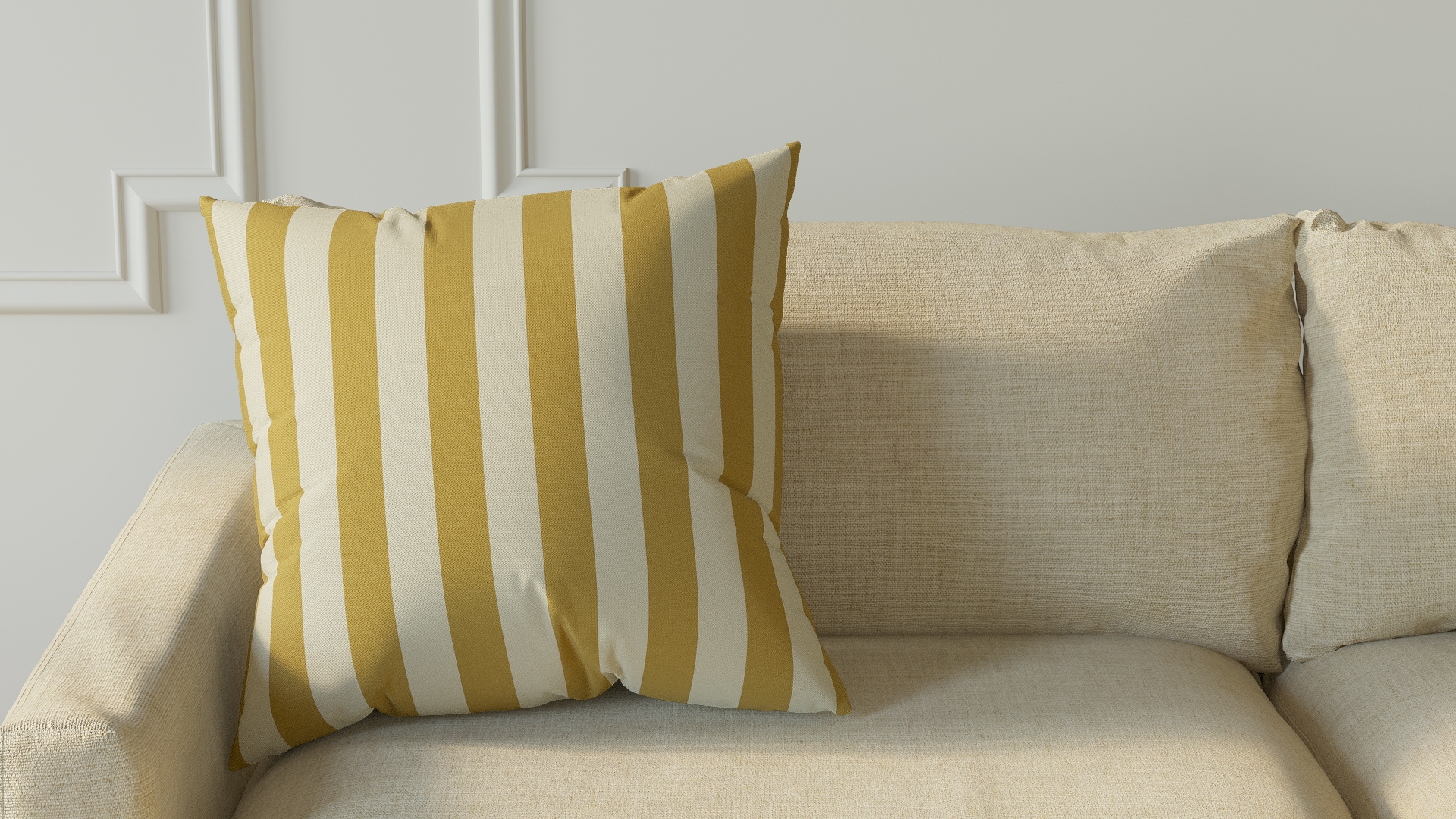 Throw Pillow 22", Citrine Cabana Stripe, 22" x 22" - Image 3