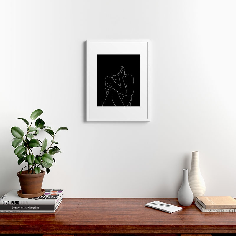 Nude Figure Illustration Celi by The Colour Study - Framed Art Print Modern White 18" x 24" - Image 1