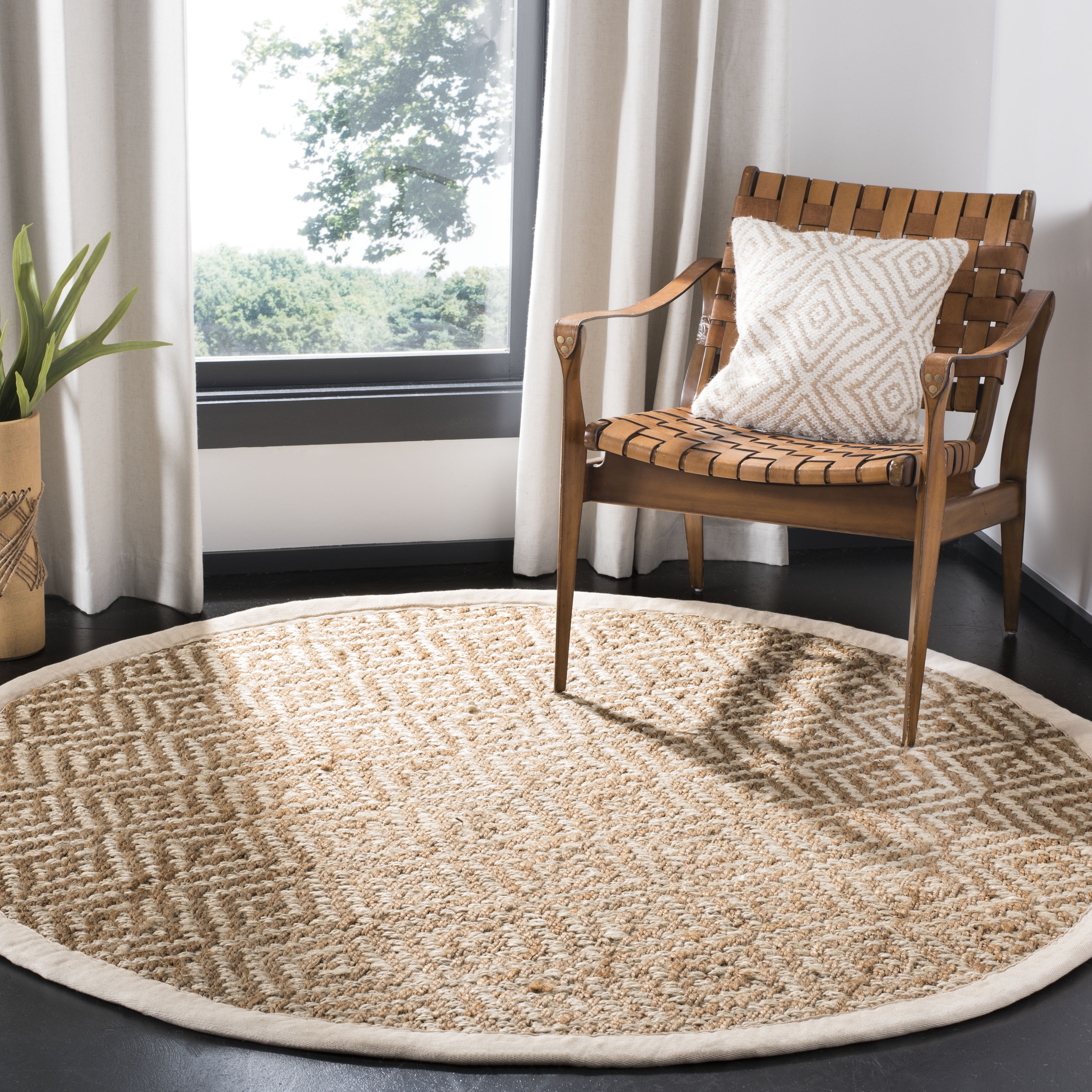 Arlo Home Hand Woven Area Rug, NF266A, Ivory/Natural,  6' X 6' Round - Image 1