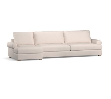 Canyon Roll Arm Upholstered Right Arm Sofa with Chaise SCT, Down Blend Wrapped Cushions, Performance Heathered Basketweave Alabaster White - Image 3