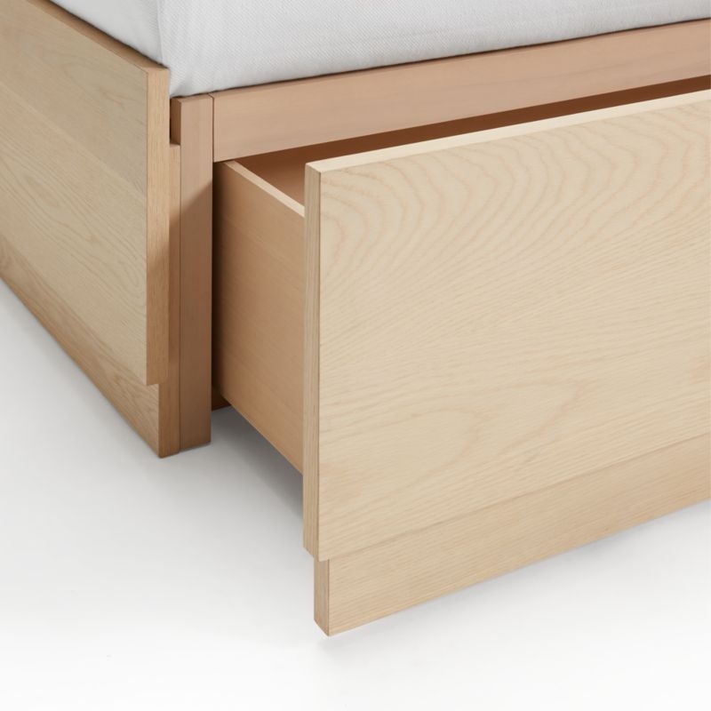Meraux 56" Natural Beige Upholstered King Headboard with Batten White Oak Storage Bed Base - Image 4
