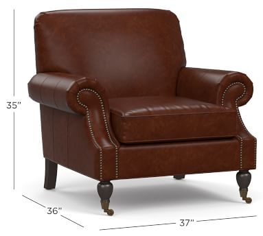 Brooklyn Leather Armchair, Polyester Wrapped Cushions, Churchfield Ebony - Image 5
