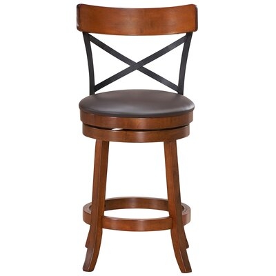 Darby Home Co Set Of 2 Bar Stools Swivel 25'' Dining Bar Chairs With Rubber Wood Legs - Image 0