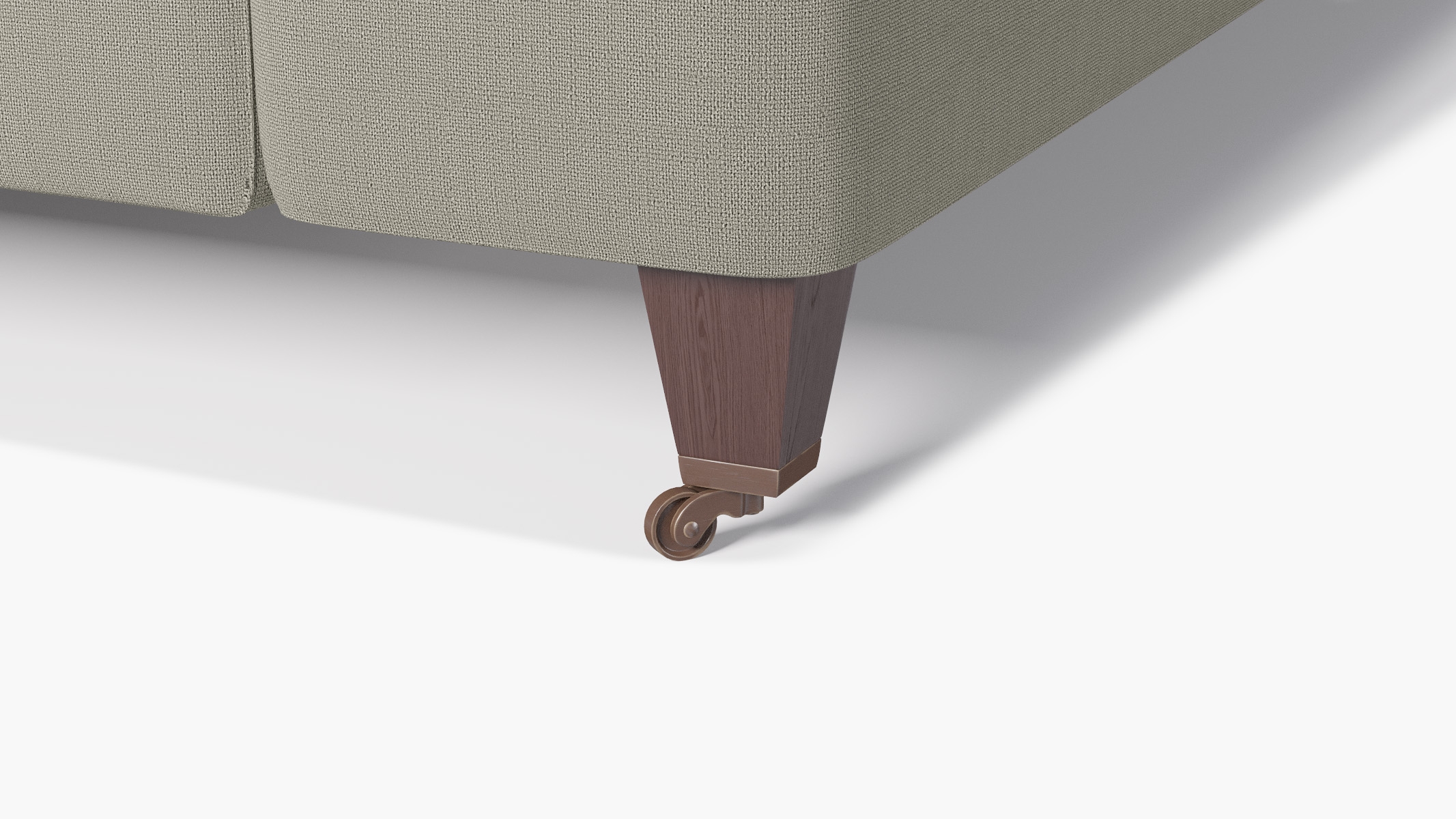 Classic Sofa, Putty Everyday Linen, Espresso with Antique Brass Caster - Image 1