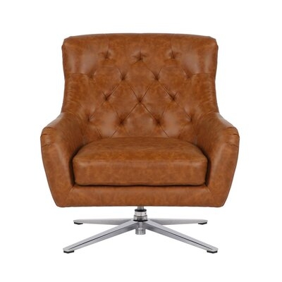Maurin 22" W Tufted Faux Leather Swivel Lounge Chair - Image 0
