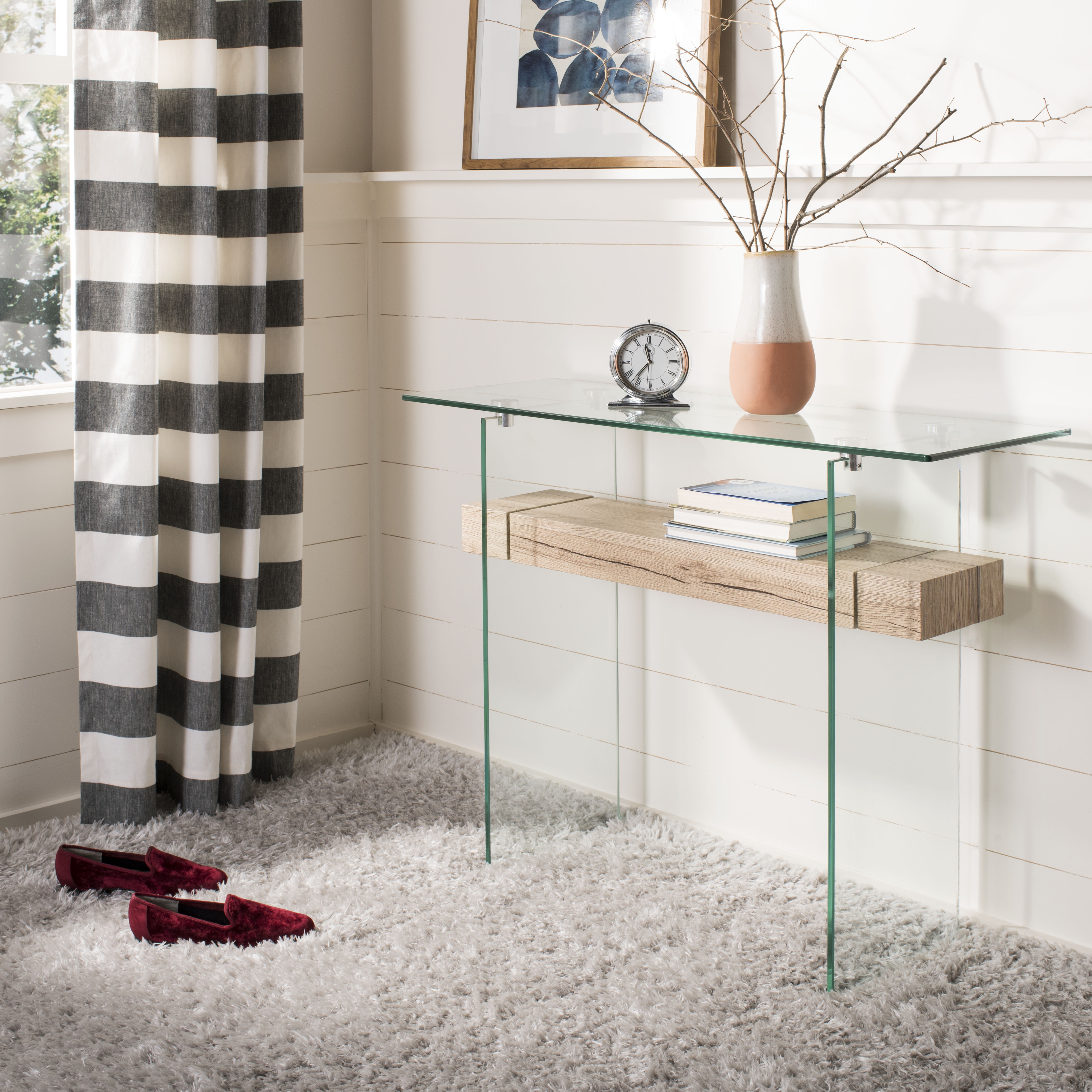 Kayley Console Table - Natural/Glass - Arlo Home - Image 1